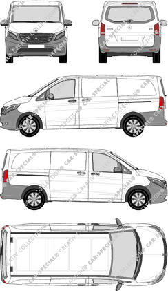 Mercedes-Benz Vito, van/transporter, long, rear window, Rear Flap, 2 Sliding Doors (2014)