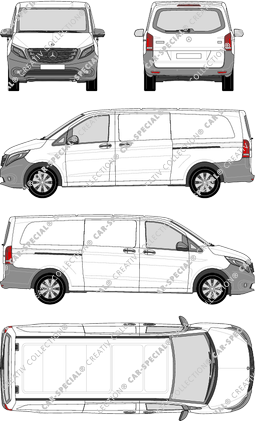 Mercedes-Benz Vito, van/transporter, extra long, rear window, Rear Flap, 2 Sliding Doors (2014)