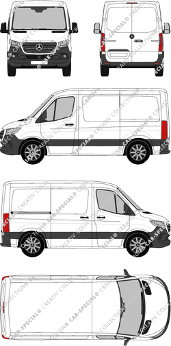 Mercedes-Benz Sprinter, A1, FWD, van/transporter, normal roof, compact, Rear Wing Doors, 1 Sliding Door (2018)