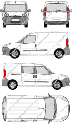 Opel Combo, Kastenwagen, L2H1, Heck verglast, rechts teilverglast, Rear Flap, 1 Sliding Door (2012)
