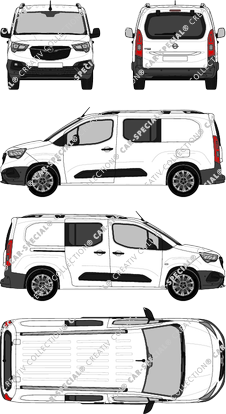 Opel Combo Cargo, Cargo, XL, furgone, vitre arrière, Doppelkabine, Rear Flap, 1 Sliding Door (2018)