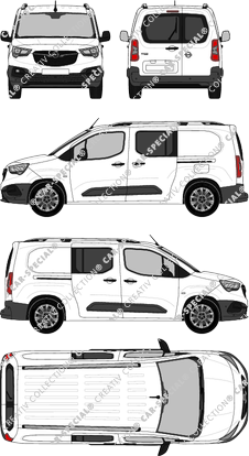Opel Combo Cargo, Cargo, XL, furgone, vitre arrière, Doppelkabine, Rear Wing Doors, 2 Sliding Doors (2018)