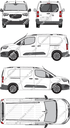 Opel Combo Cargo, Cargo, XL, furgone, vitre arrière, Rear Wing Doors, 2 Sliding Doors (2018)