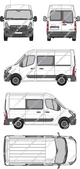Opel Movano Cargo, FWD, fourgon, L1H2, Heck verglast, double cabine, Rear Wing Doors, 2 Sliding Doors (2019)