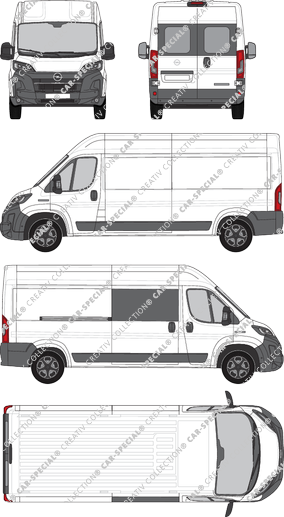 Opel Movano, van/transporter, L3H2, teilverglast rechts, Heck vergl., Rear Wing Doors, 1 Sliding Door (2024)