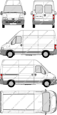 Peugeot Boxer 330 MH/350 MH, 330 MH/350 MH, Kastenwagen, Hochdach, Radstand mittel, Heck verglast, 1 Sliding Door (2002)