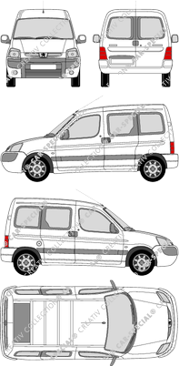 Peugeot Partner, van/transporter, Rear Wing Doors, 2 Sliding Doors (2002)