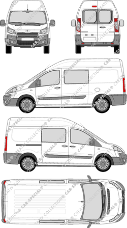Peugeot Expert, furgone, L2H2, vitre arrière, Doppelkabine, Rear Wing Doors, 1 Sliding Door (2012)