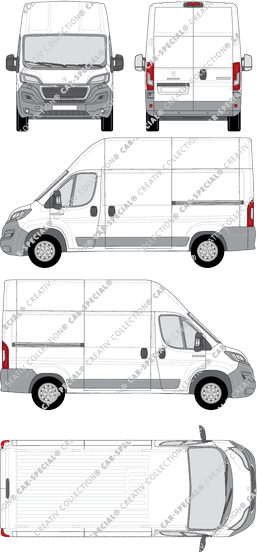 Peugeot Boxer, Kastenwagen, L2H3, Rear Wing Doors, 2 Sliding Doors (2014)