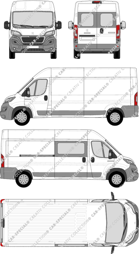 Peugeot Boxer, Kastenwagen, L3H2, Heck verglast, rechts teilverglast, Rear Wing Doors, 1 Sliding Door (2014)