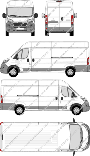 Peugeot Boxer, Kastenwagen, L4H2, Rear Wing Doors, 2 Sliding Doors (2014)