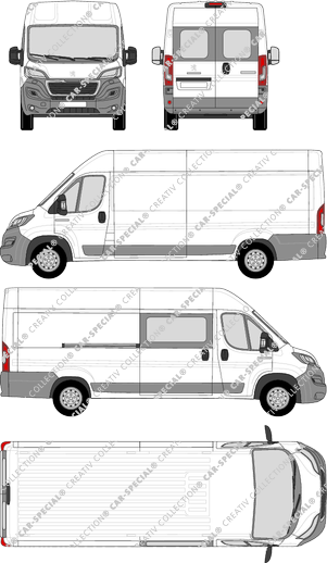 Peugeot Boxer, Kastenwagen, L4H2, Heck verglast, rechts teilverglast, Rear Wing Doors, 1 Sliding Door (2014)