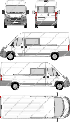 Peugeot Boxer, Kastenwagen, L4H2, Heck verglast, rechts teilverglast, Rear Wing Doors, 2 Sliding Doors (2014)