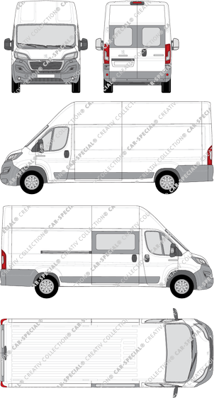 Peugeot Boxer, Kastenwagen, L4H3, Heck verglast, rechts teilverglast, Rear Wing Doors, 1 Sliding Door (2014)