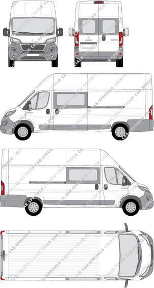 Peugeot Boxer, Kastenwagen, L4H3, Heck verglast, Doppelkabine, Rear Wing Doors, 2 Sliding Doors (2014)