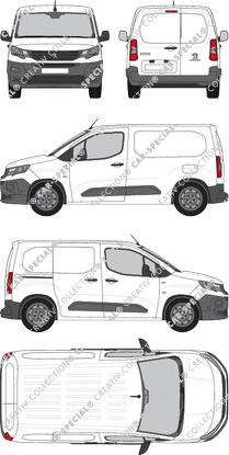 Peugeot Partner, van/transporter, L1, Rear Wing Doors, 1 Sliding Door (2018)