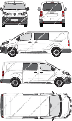 Peugeot Expert, furgone, L3 lang, vitre arrière, Doppelkabine, Rear Flap, 2 Sliding Doors (2024)