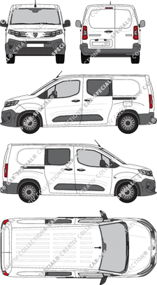 Peugeot Partner, furgón, cabina doble, Rear Wing Doors, 2 Sliding Doors (2024)