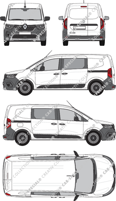 Renault Kangoo Rapid E-Tech, Kastenwagen, L2, Doppelkabine, Rear Wing Doors, 2 Sliding Doors (2022)