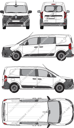 Renault Kangoo Rapid E-Tech, furgone, L2, vitre arrière, Doppelkabine, Rear Wing Doors, 2 Sliding Doors (2022)