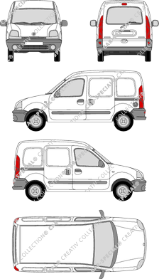 Renault Kangoo, Kastenwagen, Heck verglast, Rear Flap, 2 Sliding Doors (1997)