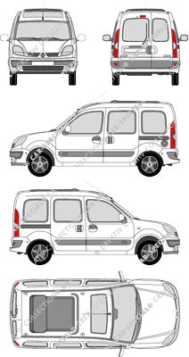 Renault Kangoo, furgone, vitré, Rear Wing Doors, 2 Sliding Doors (2003)