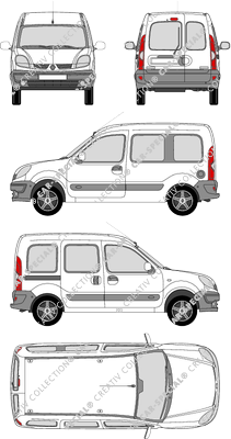 Renault Kangoo, furgone, vitré, Rear Wing Doors, 1 Sliding Door (2003)