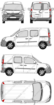 Renault Kangoo Rapid, Rapid, furgone, vitre arrière, Doppelkabine, Rear Wing Doors, 2 Sliding Doors (2013)
