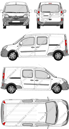Renault Kangoo Rapid, Rapid Maxi, furgone, vitre arrière, Doppelkabine, Rear Flap, 2 Sliding Doors (2013)