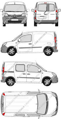 Renault Kangoo Rapid Z.E., Rapid, furgone, Heck verglast, rechts teilverglast, Rear Wing Doors, 1 Sliding Door (2013)