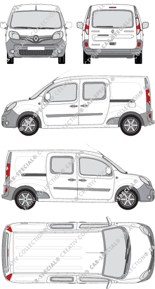 Renault Kangoo Rapid Z.E., Rapid Maxi, furgone, vitre arrière, Doppelkabine, Rear Flap, 2 Sliding Doors (2013)