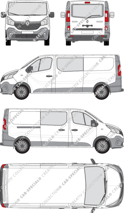 Renault Trafic, furgone, L2H1, vitre arrière, Doppelkabine, Rear Flap, 1 Sliding Door (2014)