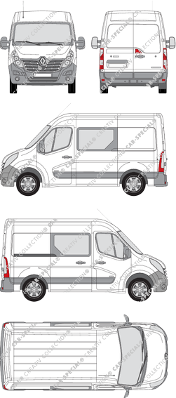 Renault Master, FWD, fourgon, L1H2, double cabine, Rear Wing Doors, 1 Sliding Door (2014)