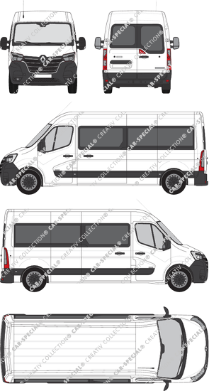 Renault Master, FWD, camionnette, L3H2, Rear Wing Doors, 2 Sliding Doors (2019)