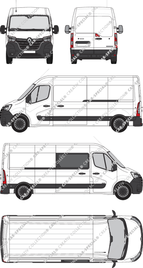 Renault Master, FWD, furgone, L3H2, rechts teilverglast, Rear Wing Doors, 2 Sliding Doors (2019)