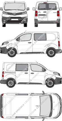 Toyota Proace Electric, furgone, Compact, vitre arrière, Doppelkabine, Rear Wing Doors, 1 Sliding Door (2021)