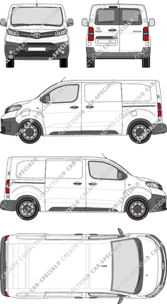 Toyota Proace Electric, furgone, Medium (L1), vitre arrière, Rear Wing Doors, 2 Sliding Doors (2021)