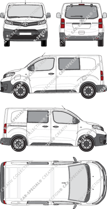 Toyota Proace Electric, furgone, Compact, vitre arrière, Doppelkabine, Rear Flap, 1 Sliding Door (2021)