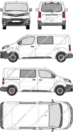 Toyota Proace Electric, furgone, Medium (L1), vitre arrière, Doppelkabine, Rear Flap, 1 Sliding Door (2021)