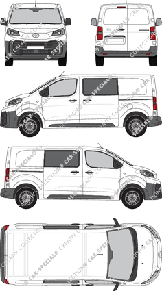 Toyota Proace Electric, furgone, Medium (L1), Doppelkabine, Rear Wing Doors, 2 Sliding Doors (2024)