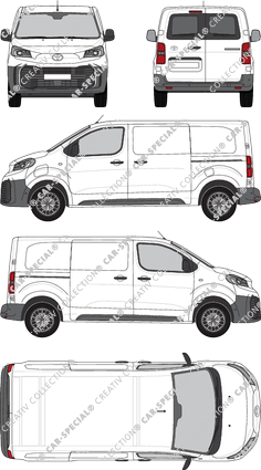 Toyota Proace Electric, furgone, Medium (L1), vitre arrière, Rear Wing Doors, 2 Sliding Doors (2024)