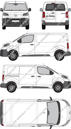 Toyota Proace Electric, furgone, Medium (L1), vitre arrière, Rear Wing Doors, 1 Sliding Door (2024)