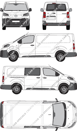 Toyota Proace Electric, furgone, Lang (L2), teilverglast rechts, Heck vergl., Rear Wing Doors, 1 Sliding Door (2024)