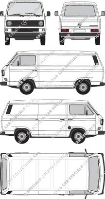 Volkswagen Transporter Caravelle, T3, Caravelle, Kastenwagen, Heck verglast, Rear Flap, 1 Sliding Door (1979)