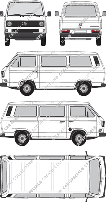 Volkswagen Transporter Caravelle, T3, Caravelle, Kleinbus, Rear Flap, 1 Sliding Door (1979)