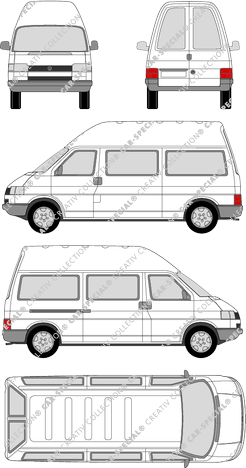 Volkswagen Transporter Hard-Top, T4, Hard-Top, Kleinbus, empattement long, 1 Sliding Door (1990)