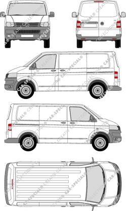 Volkswagen Transporter, T5, Kastenwagen, Normaldach, Rear Wing Doors, 2 Sliding Doors (2009)