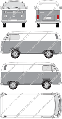 Volkswagen Transporter, T2, Kastenwagen, Rear Flap, 1 Sliding Door (1973)