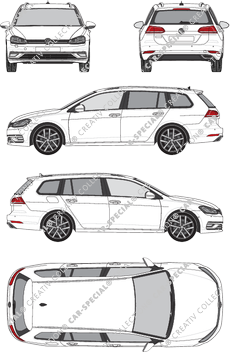 Volkswagen Golf Variant station wagon, 2017–2020 (VW_600)