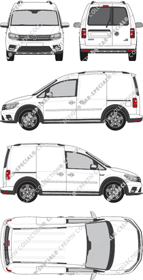 Volkswagen Caddy Alltrack, furgone, vitre arrière, Rear Wing Doors, 2 Sliding Doors (2015)